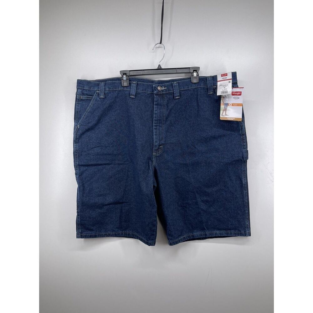 WRANGLER MEN'S CARPENTER DARK BLUE JEAN SHORTS Size 48 Inseam 10” NEW Irregular